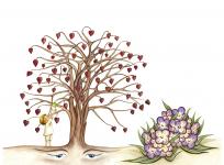 2025-09-29Arbre-Coeur-couleur-V2Dessin sur la base d'un arbre vu en face de chez des amis, colorisation et ajout enfant via IA et bcp de retouche Photoshop